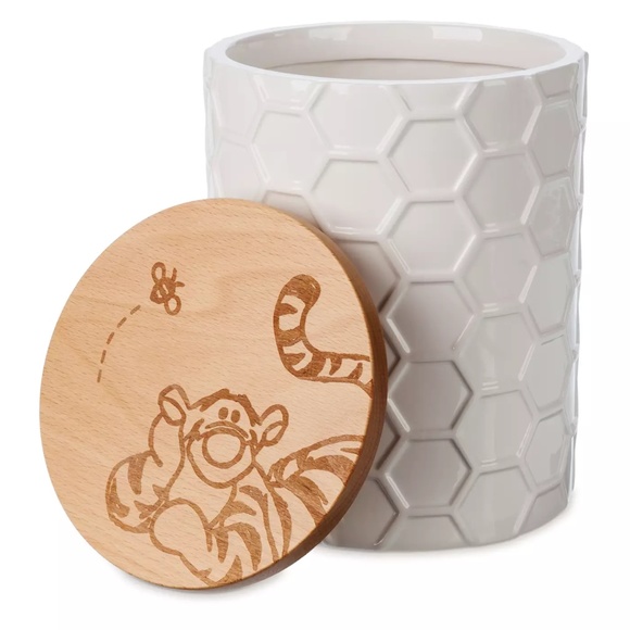 Disney Parks WINNIE THE POOH White Ceramic Honeycomb Canister Cookie Jar Set NEW - Picture 3 of 3